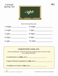 Third graders are ready and eager to read, write and spell all sorts of compound words. Words With Ight Worksheet Education Com