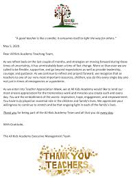 If you need additional help or more examples check out some of the sample letters below. Thank You Teachers Teacher Appreciation Week All Kids Academy Head Start Inc