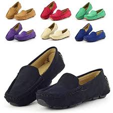 Dadawen Girls Boys Suede Slip On Loafers Oxford Shoes Blue