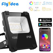 Rgb Led Floodlight 15w Bluetooth Outdoor Smart Flood Light 110v 220v Ip66 Waterproof Color Changing Spotlight App Group Control Floodlights Aliexpress