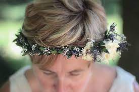 Consists Of Dried And Preserved Tear Drop Eucalyptus Dried And Preserved Purple Caspia Dried And Preserved Bridal Hair Wreath Flower Crown Ivory Flower Crown