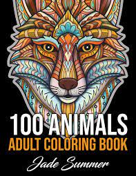 A new way to relax with colouring. 100 Animals An Adult Coloring Book With Lions Elephants Owls Horses Dogs Cats And Many More Animals With Patterns Coloring Books Amazon De Summer Jade Fremdsprachige Bucher