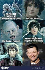 Gollum Eat A Snickers Funny Pictures Lotr Funny Hobbit Memes