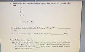 Position of letters in english. Solved 7 Which Letter Is In The Same Position In The Chegg Com