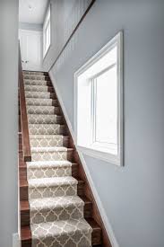 White And Grey Pattern Runner On Wooden Stairs Rtg Design Staircase Runner Stair Runner Carpet Wooden Stairs