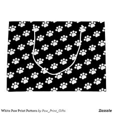 Black And White Paw Print White Paw Print Pattern Large Gift Bag Zazzle Com Paw Print Print Patterns Paw Pattern