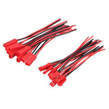 Excellway 10 Pairs 2 Pins Jst Male Female Connectors Plug Cable Wire Line 110mm Red Plugs Cable Wire Connectors