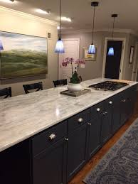 Sherwin Williams Cyberspace Island With Marble Top Marble Countertops Kitchen Beautiful Kitchens Countertop Design