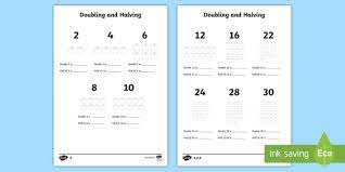 doubling and halving worksheet worksheet