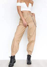 Die absolute große auswahl an modekleidung, hochzeitskleider und kostüme mit garantierter qualität online! Cichic Khaki Kette Taschen High Waist Oversize Boyfriend Lange Hosen Damen Cargohose Mode Hose Unterteile