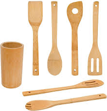 Le creuset stainless steel cooking utensils. Bambloom Bamboo Wooden Spoons Spatulas Set 6 Pieces Kitchen Cooking Utensils And 1 Holder Heat Resistant For Non Stick Cookware Wayfair