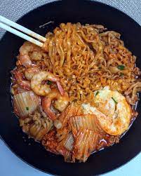 Tina On Instagram Good Morning Foodies Stew Type 2x Spicy Samyang Noodle With Shrimps Egg And Kimchi Spicy Stew Asian Recipes Foodie