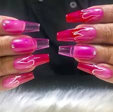 Glitter flames on pastel colorful nails. Flame Jelly Red My Blog
