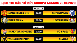 Đáng chú ý là các trận đấu có sự góp mặt của những tên tuổi bóng đá châu âu như man utd, inter milan, bayer leverkusen hay as roma. Lá»‹ch Thi Ä'áº¥u Tá»© Káº¿t Europa League Mua Giáº£i 2019 2020