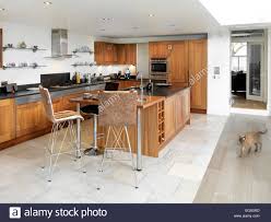 bar stools at breakfast bar in modern