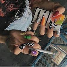 pin by niza on manicure edgy nails rave nails hippie nails