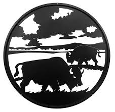 Hand Made Bison Buffalo Scenic Art Wall Design New Scenic Art Rusty Metal Garden Art Art