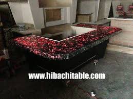 Teppanyaki Hibachi Table Onyx Stone Sea Shell Style With Changeable Led Color Hibachi Led Color Teppanyaki