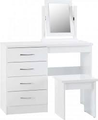 Dressing table white gloss with drawers. Nevada 4 Drawer Dressing Table Set White Gloss Low Cost Furniture Direct