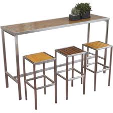Hayman Outdoor High Bar Table Stainless Steel And Teak Wood Urban Couture Designer Homewares Furniture Online Outdoor Bar Table High Bar Table Wood Bar Table