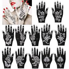 The informative and interactive henna body art website. Konsait Pack Of 12 Sheets Henna Tattoo Stencil Templates Henna Hand Temporary Tattoo Kit Indian Arabian Self Adhesive Tattoo Sticker For Hand Body Art Paint For Adults Women Teenager Girls Buy Online