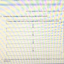 15 Points Complete The Following Table To Explain How The Crop Lien System Worked Brainly Com