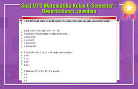 Soal Uts Matematika Kelas 6 Semester 1 Beserta Kunci Jawaban Contoh Soal Dan Materi Pelajaran 9