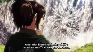 It is strong enough to damage titan's hardened crystal. New Titan Weapon From Eren S Hardening Ablity Youtube