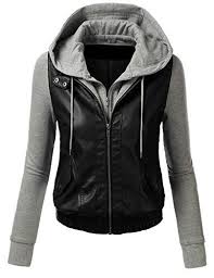 Tl Womens Faux Leather Zip Up Moto Cropped Bomber Jacket With Hoodie Faux Leather Bomber Jacket Faux Leather Motorcycle Jacket Hoodie Jacket