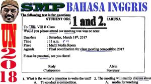Pembahasan Soal Unbk Bahasa Inggris 2018 Un Smp No 1 2 Invitation Youtube