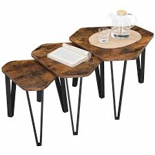 Rustic x console table, rustic x coffee table and rustic x bench plans. Vasagle Nesting Coffee Table Set Of 3 End Tables For Living Room Stacking Side Tables Sturdy And Easy Assembly Steel Frame Industrial Style Rustic Brown And Black By Songmics Lnt14bx