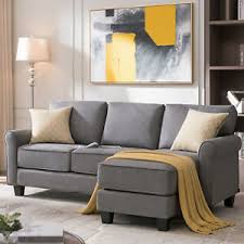 Grey l shaped sectional couch. 3 Seater Sectional Sofa With Ottoman Convertible L Shaped Sofa Couch Dusty Grey Ebay
