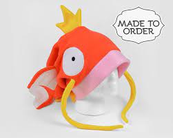 Magikarp Pokemon Slouchy Fleece Hat Made To Order Fleece Hat Hat Making Pokemon