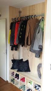 kapstok met schoenenvakken van steigerhout en steiger matriaal kapstok halletjes huis