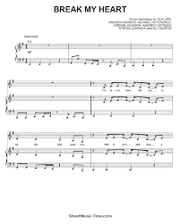 Whether you're a musician yourself or you want to work somewhere in the background of the music field, there are plenty of job opportunities. Break My Heart Sheet Music Dua Lipa Sheetmusic Free Com