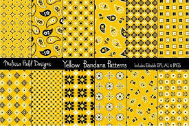 Black And Yellow Paisley Bandana Seamless Yellow Bandana Patterns Bandana Graphic Patterns Yellow