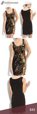 Calvin Klein Black Gold Sequin Shift Racer Dress Clothes Design Casual Outfits Fashion Design