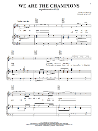 Glee Cast We Are The Champions Sheet Music Pdf Notes Chords Rock Score Piano Vocal Guitar Right Hand Melody Download Printable Sku 92593