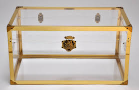 A clear choice…modern brass, glass and lucite coffee tables. 1970s Brass And Clear Trunk Or Coffee Table At 1stdibs