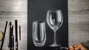 What we mean is, do not stress on an area too much at once because the use of an eraser can ruin the effect and break the shaded lines in the pencil drawing. Simple Drawing Glass Cup White Pencil On Black Paper Drawing Pad Paintingtube