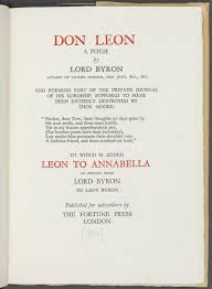 Don Leon A Poem By Lord Byron Senate House Library