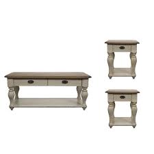 Find a great selection of wood coffee tables, metal accent tables, storage tables & more. 3 Piece Farmhouse Coffee And End Table Set In Dover White Walmart Com Walmart Com