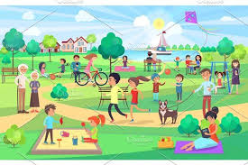 It is an english medium c.b.s.e based school. Big Green Park With People Of All Ages On Nice Day Picture Composition Kids Playing Children Illustration