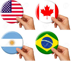 The canada vs brazil game will be played at saitama stadium on the island of hokkaido in northern japan, seating 63,700 people. Hand Holding Icons Of Flags Of Usa Canada Argentina And Brazil Includes Clipping Path Stock Photo Picture And Royalty Free Image Image 11676716