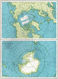 1946 Vintage Polar Regions Map Antique North Pole Map South Pole Map Travel Gallery Wall Art Birthday Gift For Anniversary Wedding 13078 North Pole Map Travel Gallery Wall Polar Region