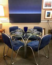 Teegeebee Midcentury On Instagram Painting Has Sold Feeling Blue Daystrom Chrome With Glass Top Mid Century Dinette Sets Dinette Mid Century Dining