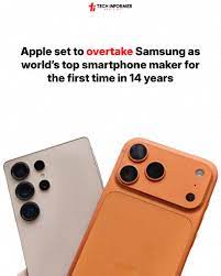 Bloomberg reported that Counterpoint Research expects Apple to become the  No. 1 smartphone brand by shipments this year with a 19.4% market share.  The report says Samsung's Galaxy line will grow only