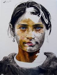 Black And White Watercolor Face Painting Daniel Brici Portrait Using Half Color And Half Black And White Portrait Fitness Inspiration Vitiligo