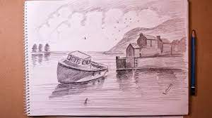 learn how to paint with a pencil sea view boat and country houses learn to paint painting landscape