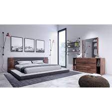 Sackler Platform 3 Piece Bedroom Set Modern Bedroom Set Walnut Bedroom Modern Grey Bedroom